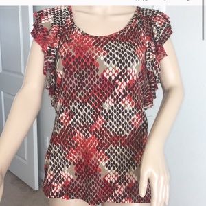 Worthington soft net ruffle frill sleeve blouse size small